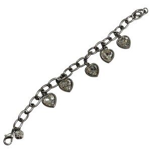 Vintage Monet Charm Bracelet Silver Tone Hearts